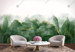 پوستر دیواری طرح مدرن سبز با رگه های طلایی