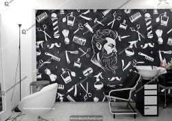 کاغذ دیواری سه بعدی آرایشگاه مردانه