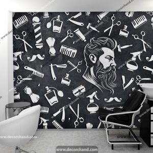 کاغذ دیواری سه بعدی آرایشگاه مردانه