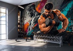 پوستر سه بعدی طرح بدنسازی برای باشگاه مردانه