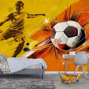 پوستر سه بعدی فوتبالی طرح توپ و بازیکن