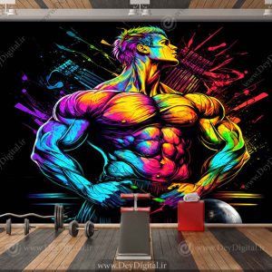 پوستر دیواری باشگاه بدنسازی طرح وکتوری بدنساز حرفه ای