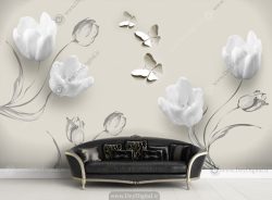 پوستر دیواری گل سفید ba-1505