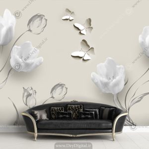 پوستر دیواری گل سفید ba-1505