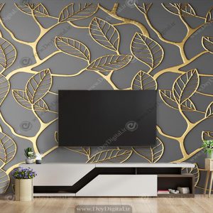 پوستر دیواری مدرن طرح برگ طلایی