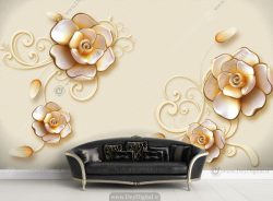 پوستر دیواری گل طلایی ba-2250