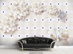 پوستر دیواری شاخ گل سفید کلاسیک ba-2259