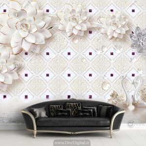 پوستر دیواری شاخ گل سفید کلاسیک ba-2259