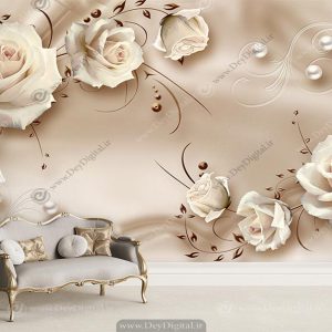 پوستر دیواری پشت تلویزیون گل سه بعدی ba-2273