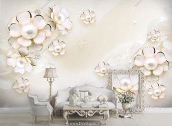 پوستر دیواری گل مروارید سفید ba-2602