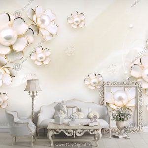 پوستر دیواری گل مروارید سفید ba-2602
