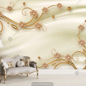 پوستر دیواری گل نگین طلایی ba-2613