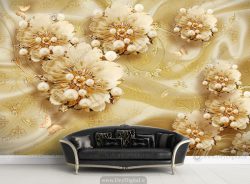 پوستر دیواری گل جواهری طلایی ba-2701