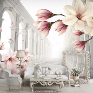 پوستر دیواری سه بعدی گل یاسی ba-2822