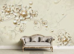 پوستر دیواری گل مروارید سفید ba-2840