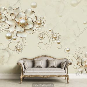 پوستر دیواری گل مروارید سفید ba-2840