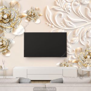 پوستر دیواری پشت تلویزیون گل نگینی ba-2850