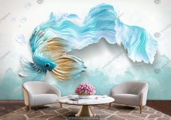 پوستر دیواری سه بعدی طرح ماهی ba-2854