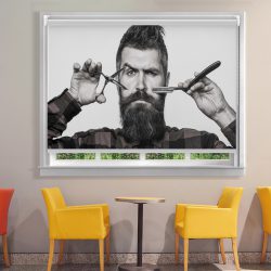 پرده شید برای آرایشگاه مردانه