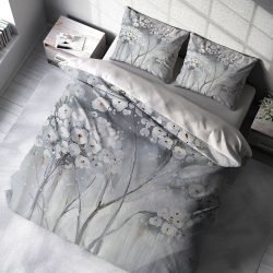 ست روتختی دونفره طرح نقاشی فانتزی گلهای سفید