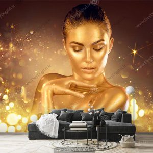 پوستر دیواری چهره مشکی طلایی ba-4630
