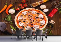 کاغذ دیواری برای فست فود طرح پیتزا