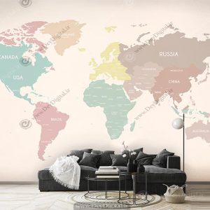پوستر دیواری سه بعدی طرح نقشه جهان