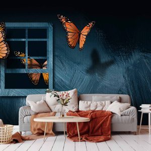 پوستر دیواری پروانه و پنجره ba-5810