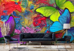 پوستر دیواری رنگ و پروانه ba-5817