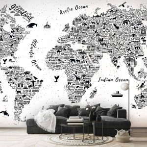 کاغذ دیواری نقشه سیاه و سفیدba-5847