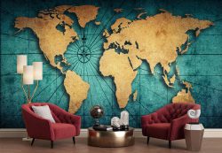 کاغذ دیواری نقشه قاره های جهان ba-5848