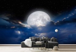 پوستر دیواری آسمان ابری و ماه ba-5861