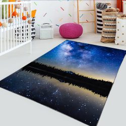 فرش چاپی منظره دریاچه و ستاره در غروب آفتاب