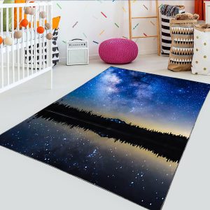 فرش چاپی منظره دریاچه و ستاره در غروب آفتاب