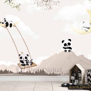 کاغذ دیواری پاندا کارتونی ba-5901