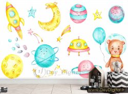 پوستر دیواری کودکانه فضایی و سیاره ba-5903