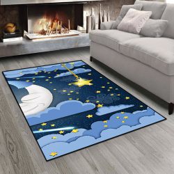 فرش چاپی طرح آسمان شب پر ستاره و ماه