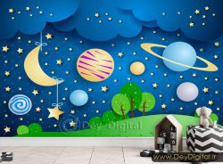 پوستر دیواری منظومه شمسی کودکانه ba-5912