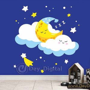 کاغذ دیواری سه بعدی ماه کارتونی ba-5914