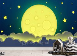 پوستر دیواری آسمان شب و ماه کودکانه ba-5918