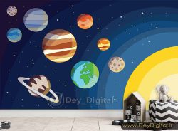 پوستر دیواری کارتونی منظومه شمسی ba-5919