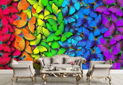 پوستر دیواری پروانه های رنگین کمانی ba-6006
