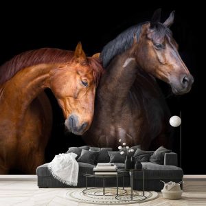 کاغذ دیواری اسب های زیبای قهوه ای ba-6065