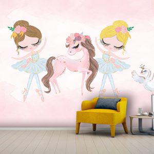 پوستر دیواری اتاق دختر طرح پرنسسی و یونیکرون