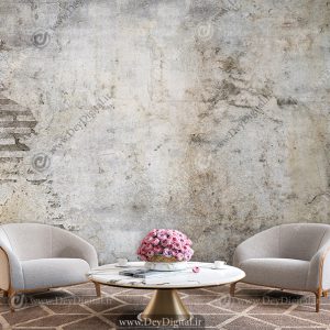 پوستر دیواری سه بعدی طرح دیوار سیمانی و آجری