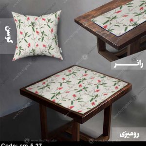 ست رومیزی و رانر طرح گل کد cm-5-27