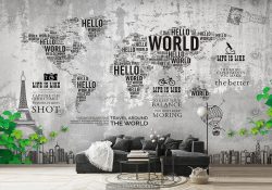 پوستر دیواری برج ایفل و نقشه جهان