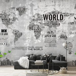 پوستر دیواری برج ایفل و نقشه جهان