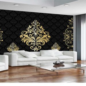 پوستردیواری داماسک طلایی