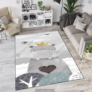 فرش چاپی طرح عروسکی اسب آبی